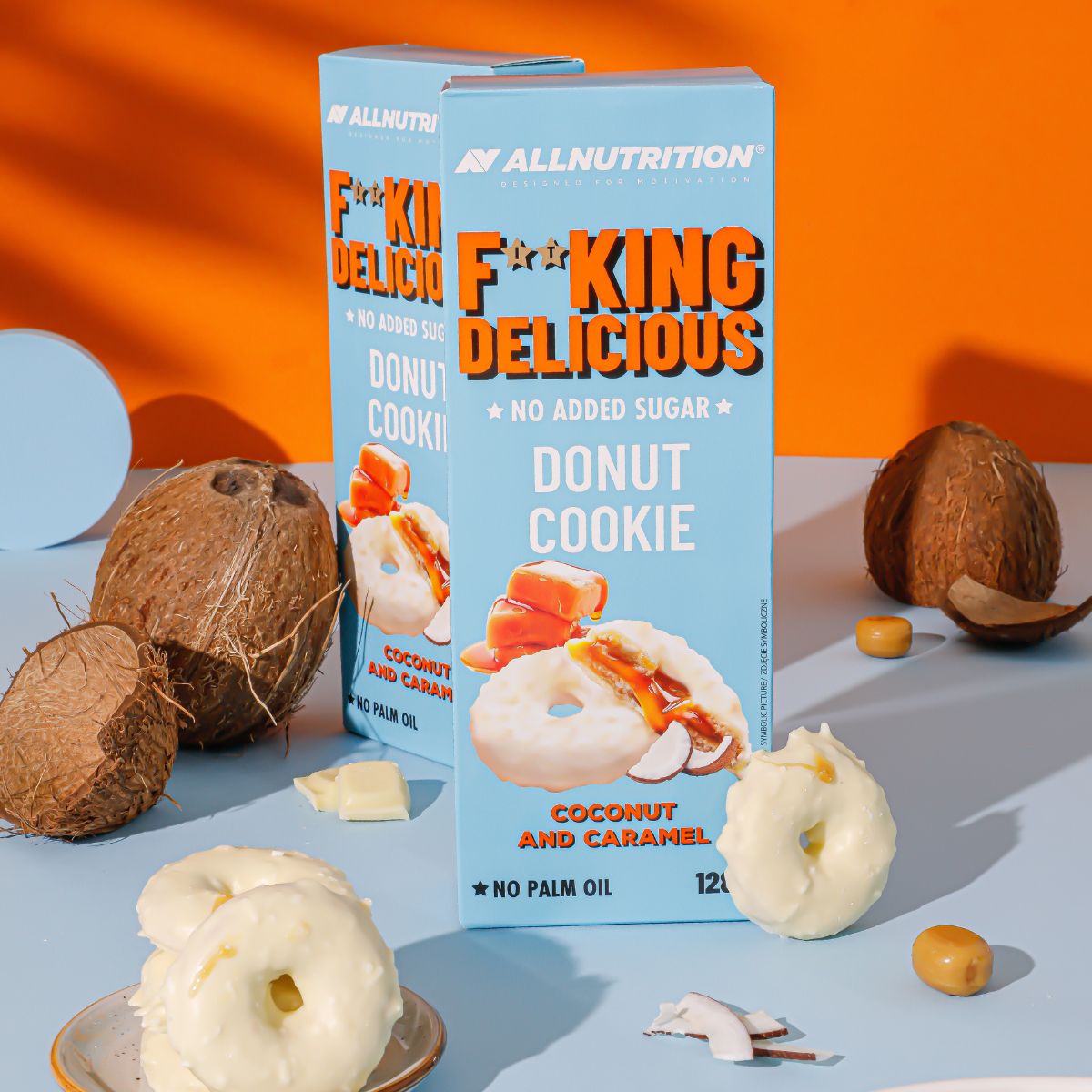 ALLNUTRITION FITKING DELICIOUS DONUT COOKIIE 128 g ar kokosriekstu un karameļu garšu