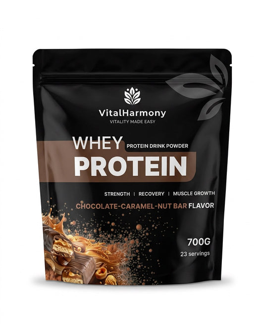 VitalHarmony Whey Protein - Šokolādes–karamelēs–riekstu batonīns