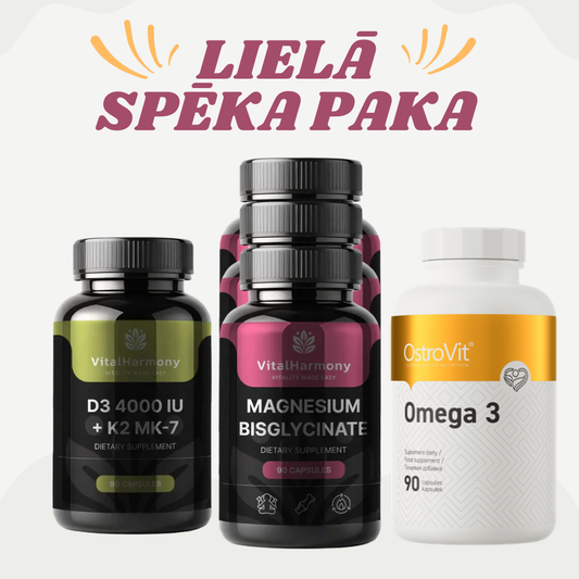 Lielā spēka paka(Omega 3, Magnijs, D3 + K2)